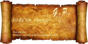 Glück Porfir névjegykártya